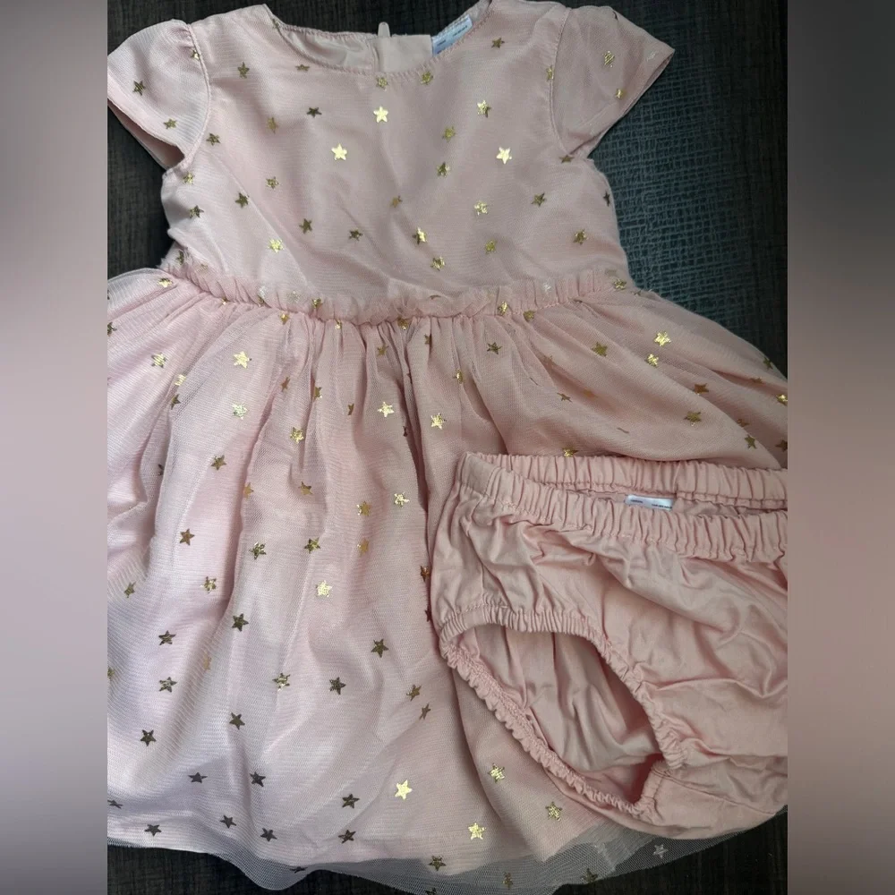 Pink Dress with Gold Stars for Baby Girl